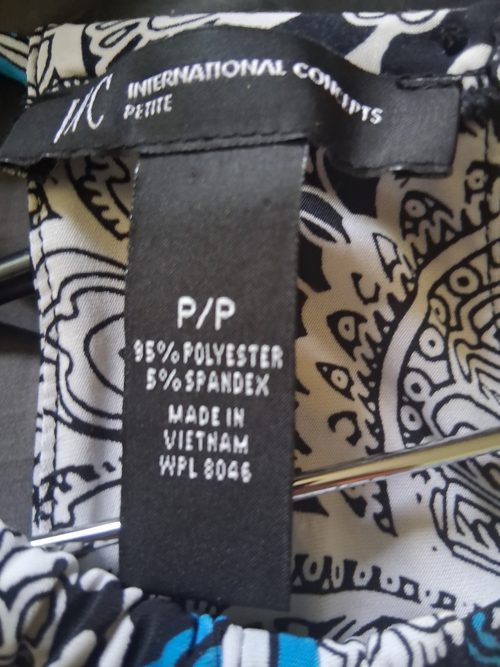INC International Concepts Black and White Paisley Maxi Dress with Blue Trim - Picture 6 of 6